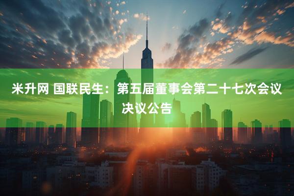 米升网 国联民生：第五届董事会第二十七次会议决议公告