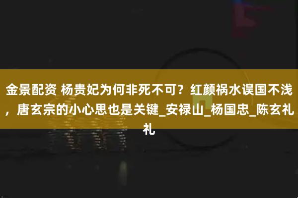 金景配资 杨贵妃为何非死不可？红颜祸水误国不浅，唐玄宗的小心思也是关键_安禄山_杨国忠_陈玄礼